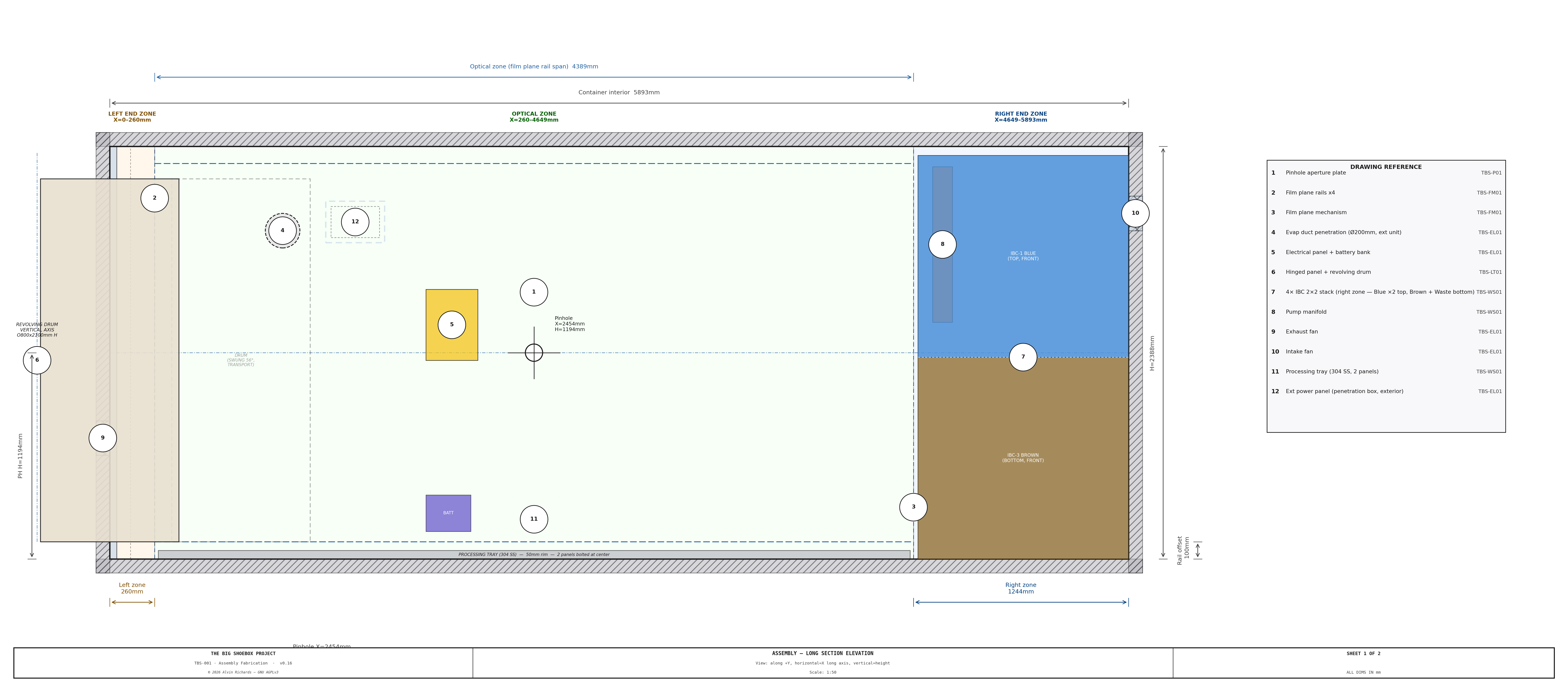 Assembly Fab Sheet 1 — Long-Section Elevation (1:50)