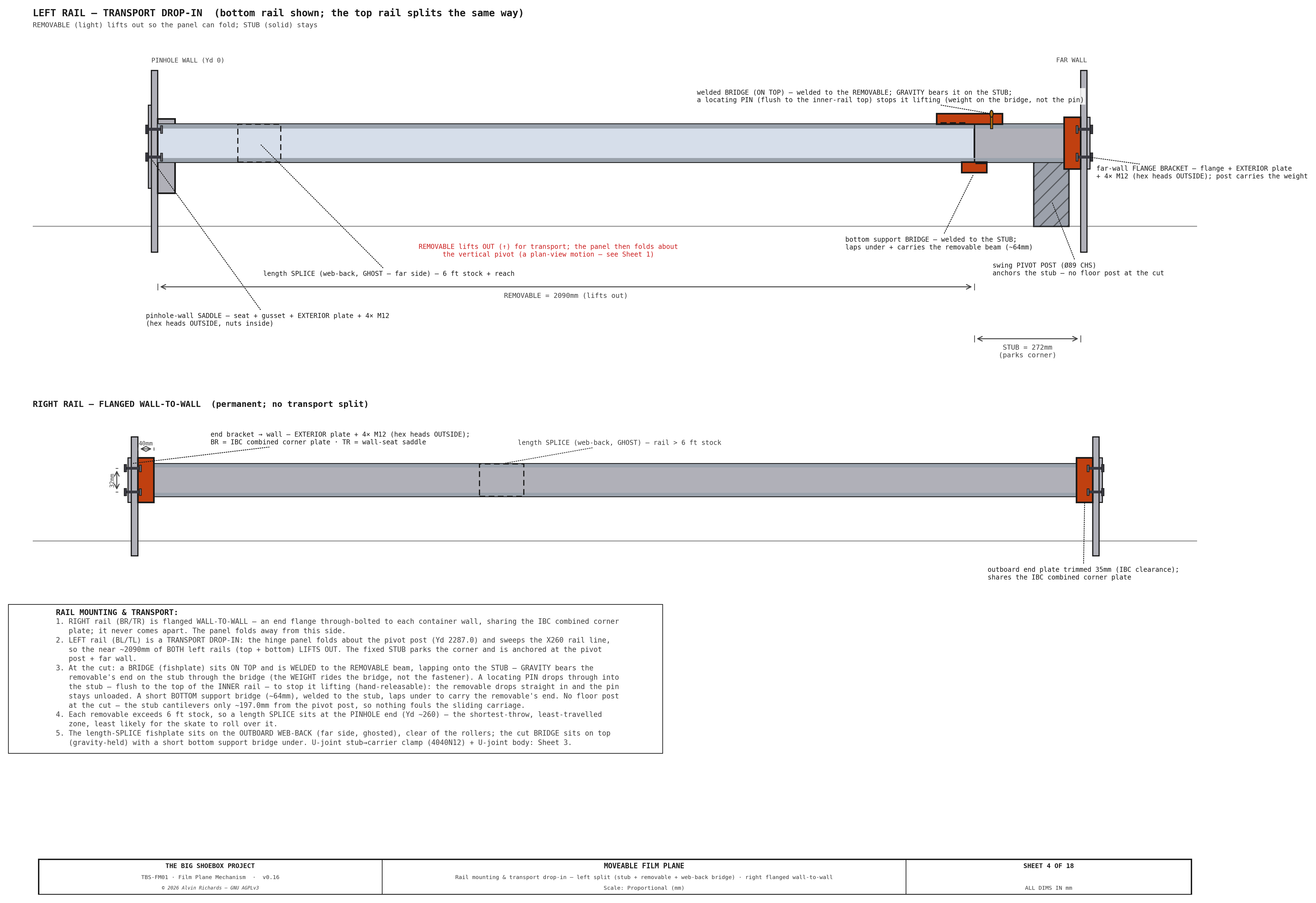 TBS-001 Film Plane Mechanism — Sheet 4: U-Joint Sections