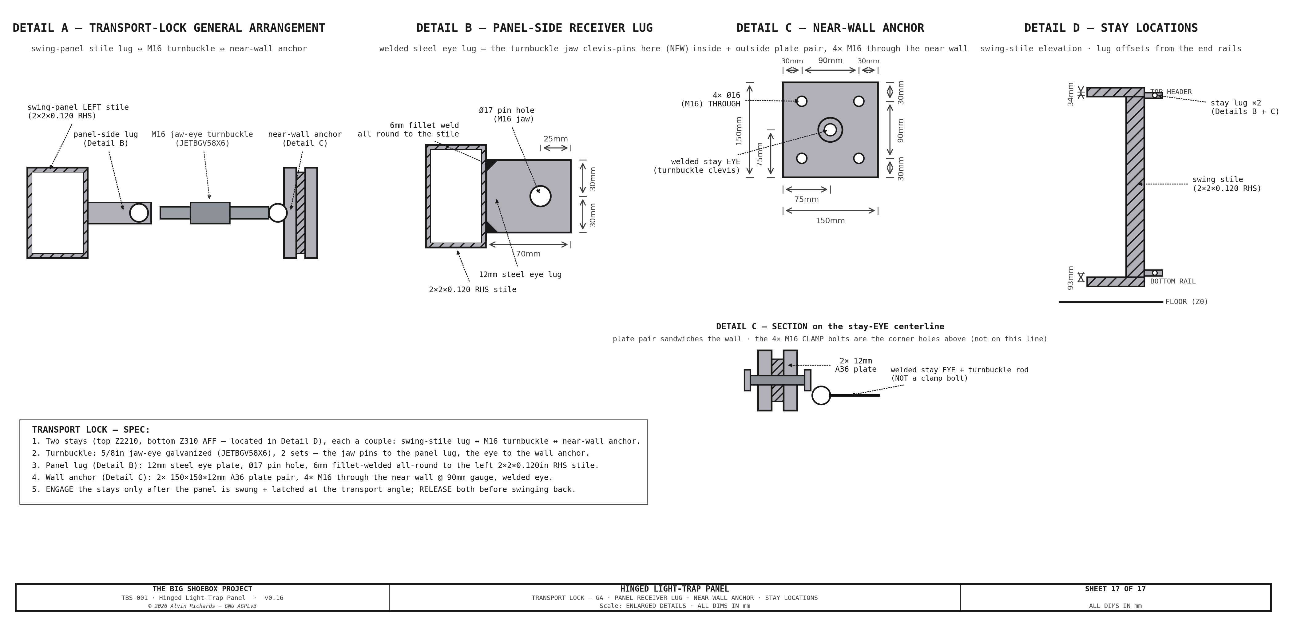 TBS-001 Hinged Panel — Sheet 17: Transport Lock