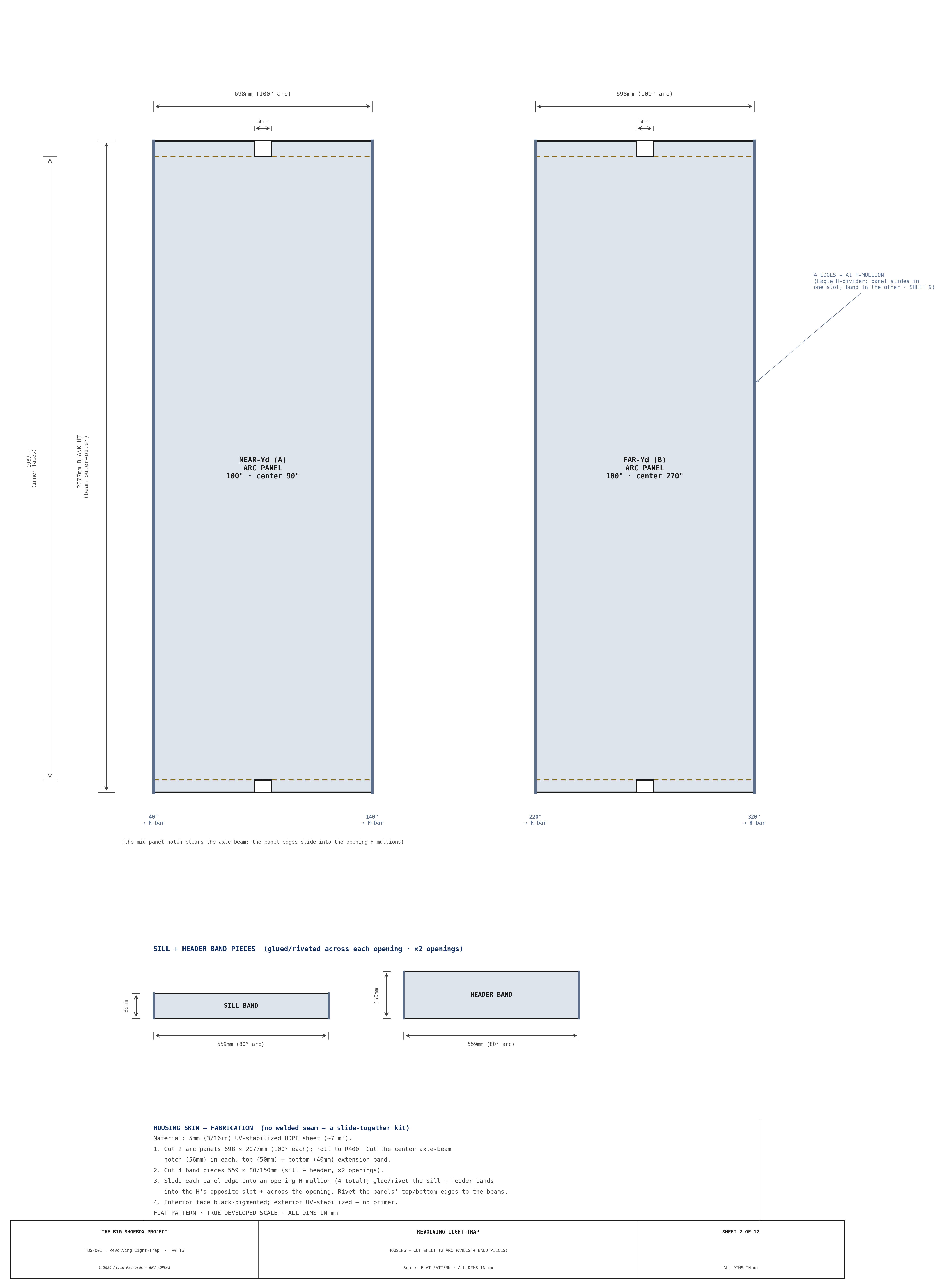 TBS-001 Light-Trap — Sheet 2: Housing Cylinder Cut Sheet