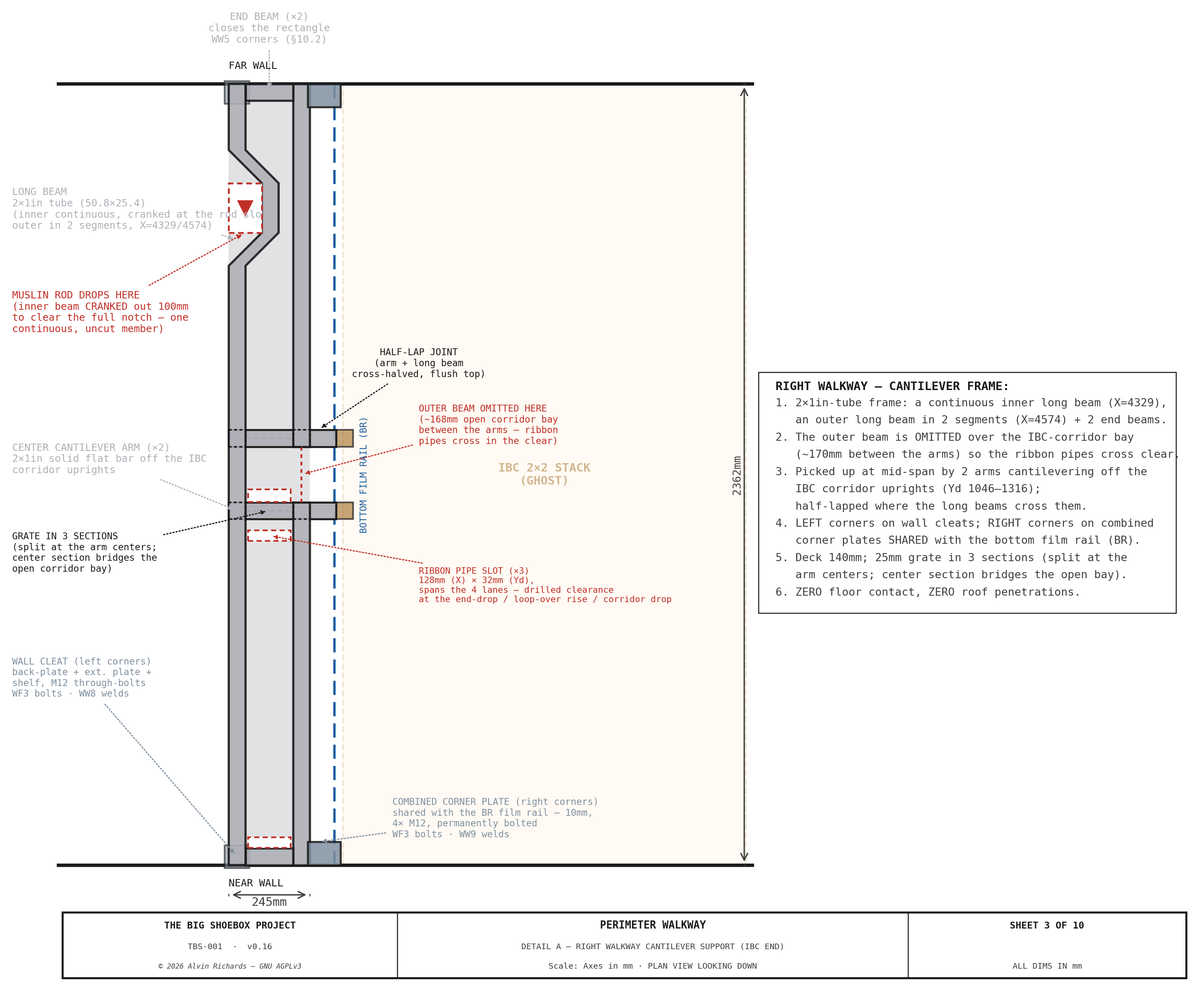 TBS-001 Walkway — Sheet 3: Cantilever Support