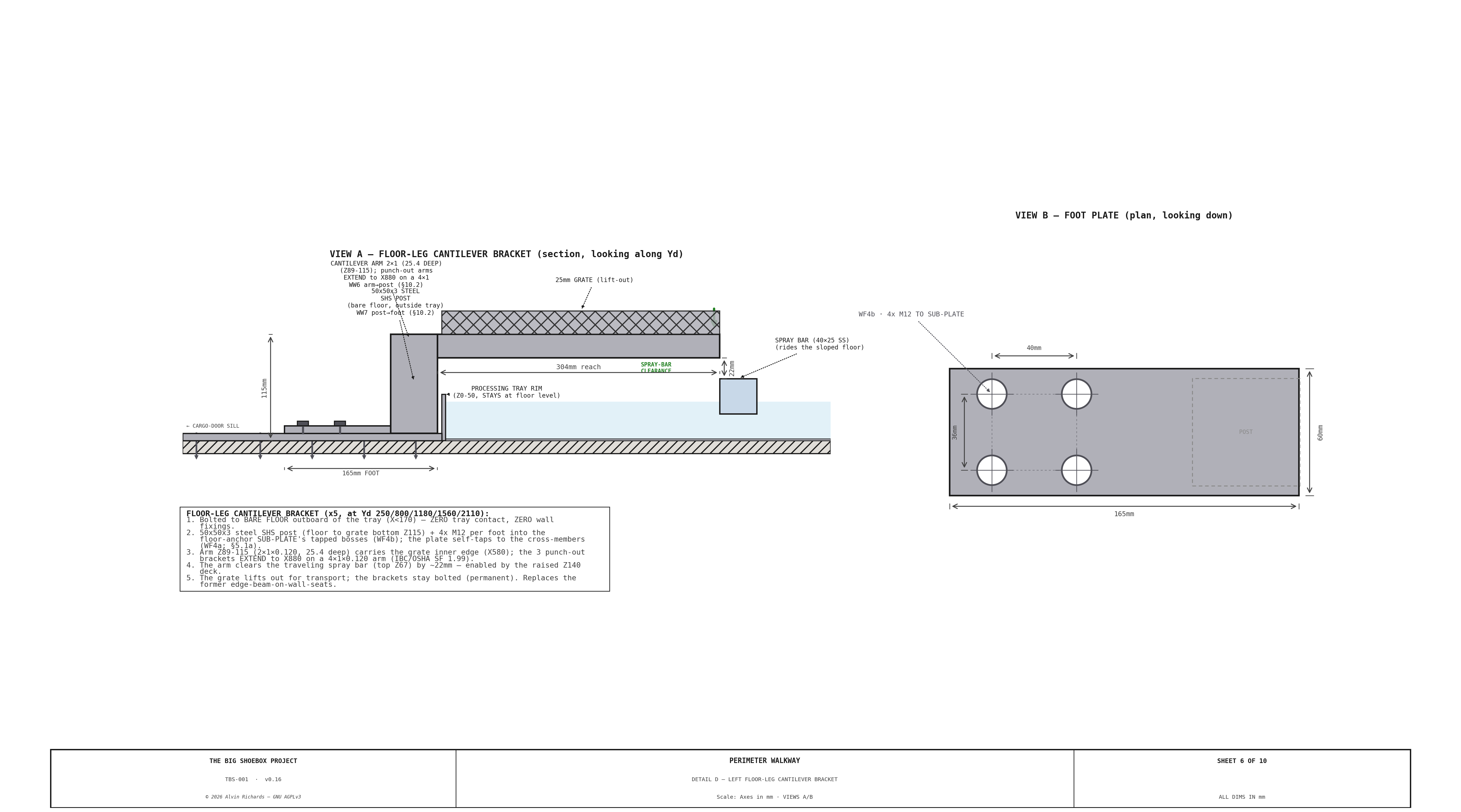 TBS-001 Walkway — Sheet 6: Bearer Beam Connection